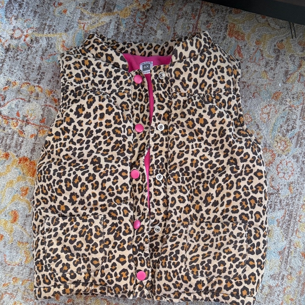 Carter's Leopard Print Vest with Pink Accents